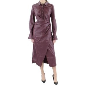 JONATHAN SIMKHAI Vegan Leather Wrap Dress in Mulberry NWT, Size 2, NWT $300
